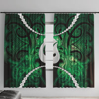 Maori Matariki Hei Matau Kakariki Window Curtain Maori Kowhaiwhai Pattern Galaxy LT01 With Hooks Green - Polynesian Pride