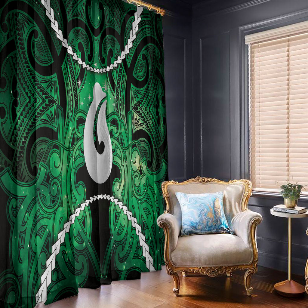 Maori Matariki Hei Matau Kakariki Window Curtain Maori Kowhaiwhai Pattern Galaxy LT01 - Polynesian Pride