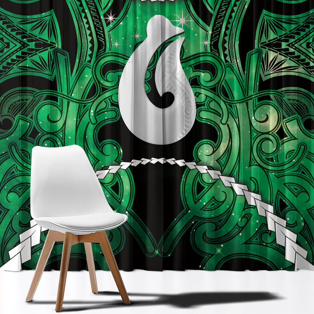 Maori Matariki Hei Matau Kakariki Window Curtain Maori Kowhaiwhai Pattern Galaxy LT01 - Polynesian Pride