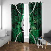 Maori Matariki Hei Matau Kakariki Window Curtain Maori Kowhaiwhai Pattern Galaxy LT01 With Grommets Green - Polynesian Pride