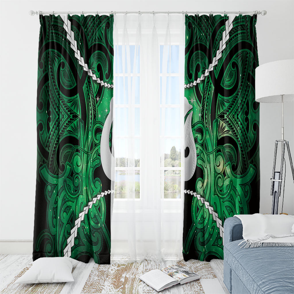 Maori Matariki Hei Matau Kakariki Window Curtain Maori Kowhaiwhai Pattern Galaxy LT01 - Polynesian Pride
