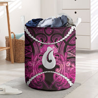Maori Matariki Hei Matau Mawhero Laundry Basket Maori Kowhaiwhai Pattern Galaxy LT01 Pink - Polynesian Pride