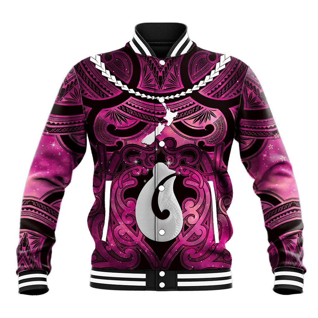 Personalised Maori Matariki Hei Matau Mawhero Baseball Jacket Maori Kowhaiwhai Pattern Galaxy