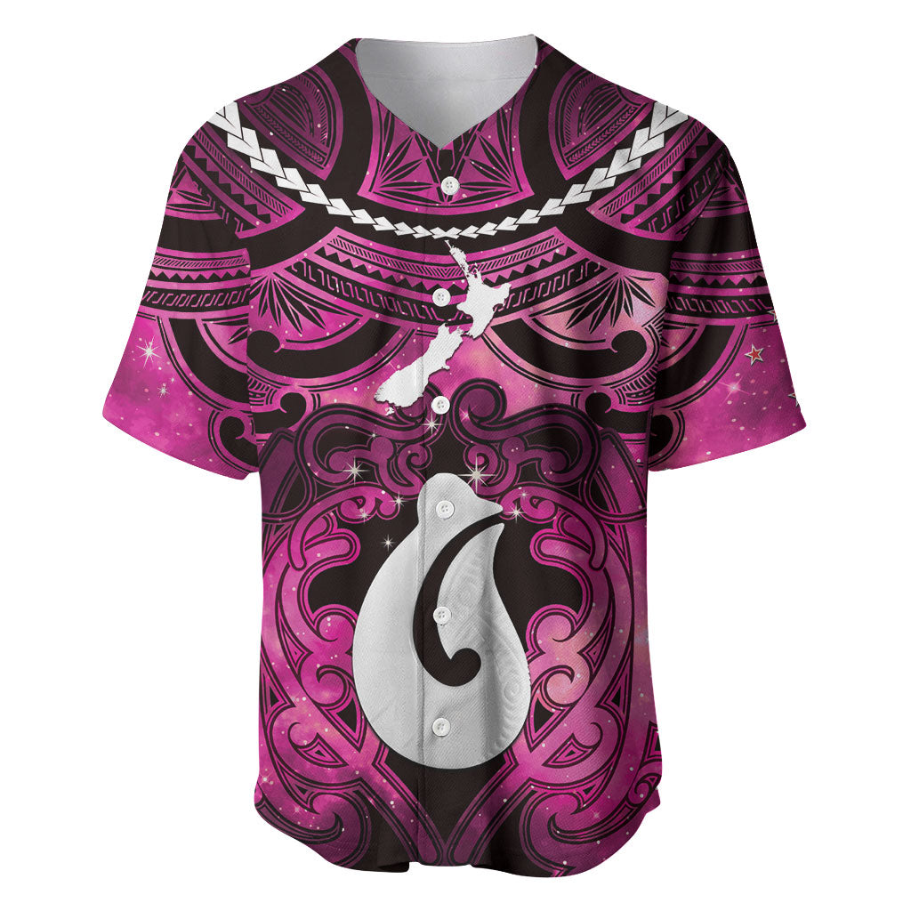 Personalised Maori Matariki Hei Matau Mawhero Baseball Jersey Maori Kowhaiwhai Pattern Galaxy