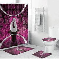 Maori Matariki Hei Matau Mawhero Bathroom Set Maori Kowhaiwhai Pattern Galaxy LT01 Bathroom Set (4 pcs) Pink - Polynesian Pride
