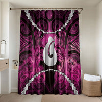 Maori Matariki Hei Matau Mawhero Bathroom Set Maori Kowhaiwhai Pattern Galaxy LT01 Shower Curtain Only Pink - Polynesian Pride