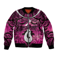 Personalised Maori Matariki Hei Matau Mawhero Bomber Jacket Maori Kowhaiwhai Pattern Galaxy LT01 Unisex Pink - Polynesian Pride
