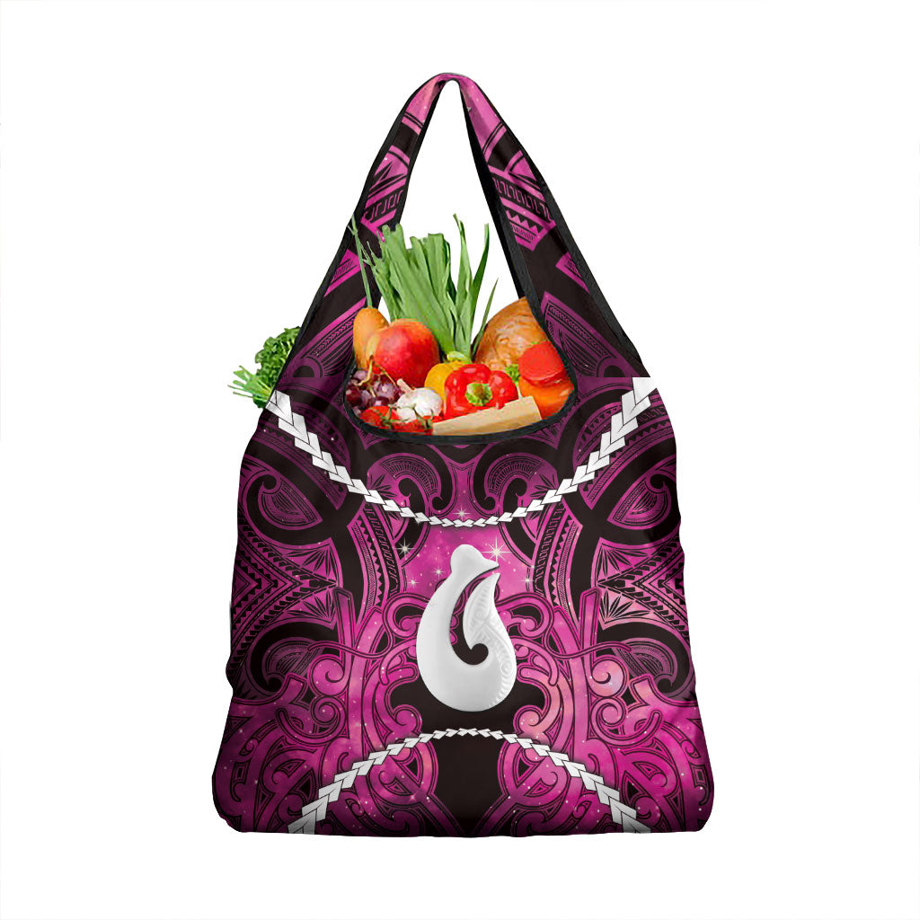 Maori Matariki Hei Matau Mawhero Grocery Bag Maori Kowhaiwhai Pattern Galaxy