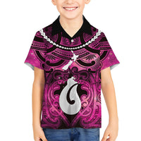 Personalised Maori Matariki Hei Matau Mawhero Kid Hawaiian Shirt Maori Kowhaiwhai Pattern Galaxy LT01 Kid Pink - Polynesian Pride