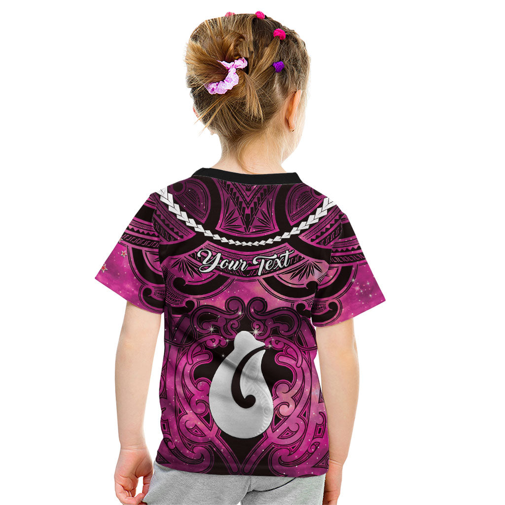 Personalised Maori Matariki Hei Matau Mawhero Kid T Shirt Maori Kowhaiwhai Pattern Galaxy LT01 - Polynesian Pride