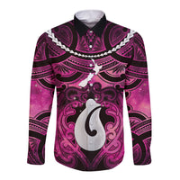 Personalised Maori Matariki Hei Matau Mawhero Long Sleeve Button Shirt Maori Kowhaiwhai Pattern Galaxy