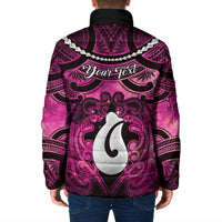 Personalised Maori Matariki Hei Matau Mawhero Padded Jacket Maori Kowhaiwhai Pattern Galaxy