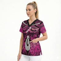 Personalised Maori Matariki Hei Matau Mawhero Scrub Top Maori Kowhaiwhai Pattern Galaxy LT01 - Polynesian Pride