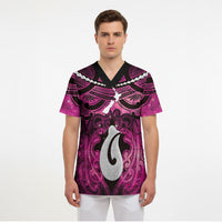 Personalised Maori Matariki Hei Matau Mawhero Scrub Top Maori Kowhaiwhai Pattern Galaxy LT01 - Polynesian Pride