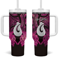 Personalised Maori Matariki Hei Matau Mawhero Tumbler With Handle Maori Kowhaiwhai Pattern Galaxy LT01 One Size: 40 oz Pink - Polynesian Pride