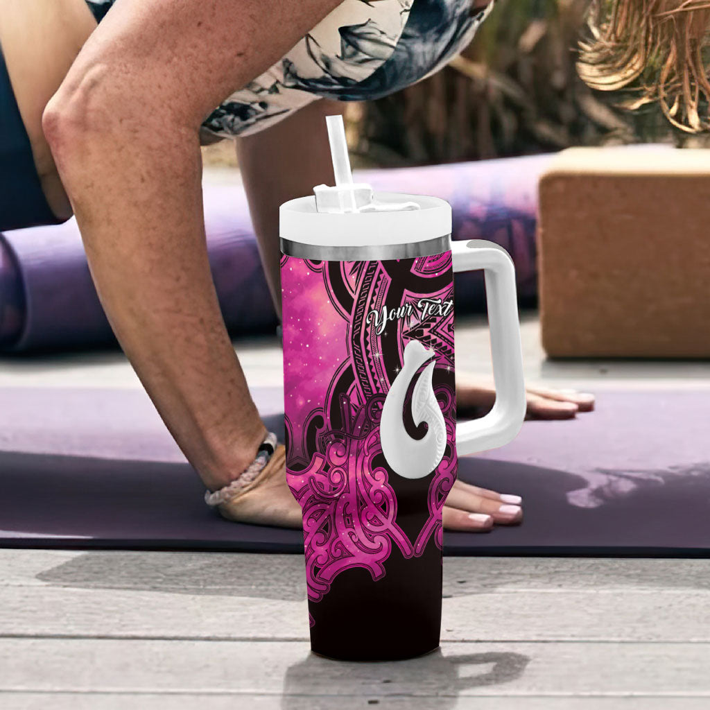 Personalised Maori Matariki Hei Matau Mawhero Tumbler With Handle Maori Kowhaiwhai Pattern Galaxy LT01 - Polynesian Pride