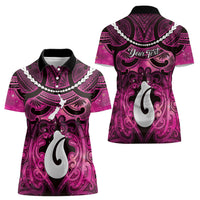 Personalised Maori Matariki Hei Matau Mawhero Women Polo Shirt Maori Kowhaiwhai Pattern Galaxy