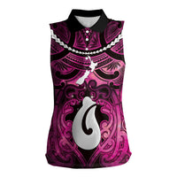 Personalised Maori Matariki Hei Matau Mawhero Women Sleeveless Polo Shirt Maori Kowhaiwhai Pattern Galaxy