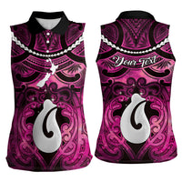 Personalised Maori Matariki Hei Matau Mawhero Women Sleeveless Polo Shirt Maori Kowhaiwhai Pattern Galaxy