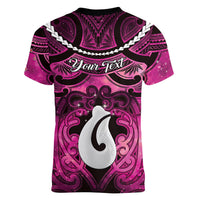 Personalised Maori Matariki Hei Matau Mawhero Women V-Neck T-Shirt Maori Kowhaiwhai Pattern Galaxy