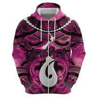 Personalised Maori Matariki Hei Matau Mawhero Zip Hoodie Maori Kowhaiwhai Pattern Galaxy