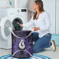 Maori Matariki Hei Matau Waiporoporo Laundry Basket Maori Kowhaiwhai Pattern Galaxy