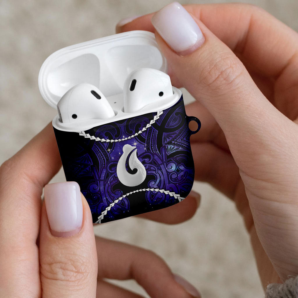 Maori Matariki Hei Matau Waiporoporo AirPods Case Maori Kowhaiwhai Pattern Galaxy