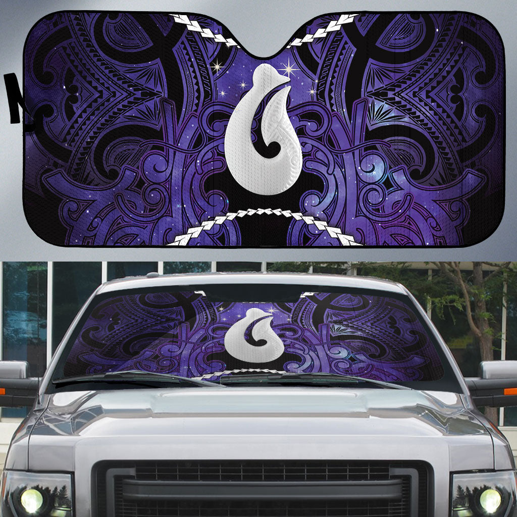 Maori Matariki Hei Matau Waiporoporo Auto Sun Shade Maori Kowhaiwhai Pattern Galaxy