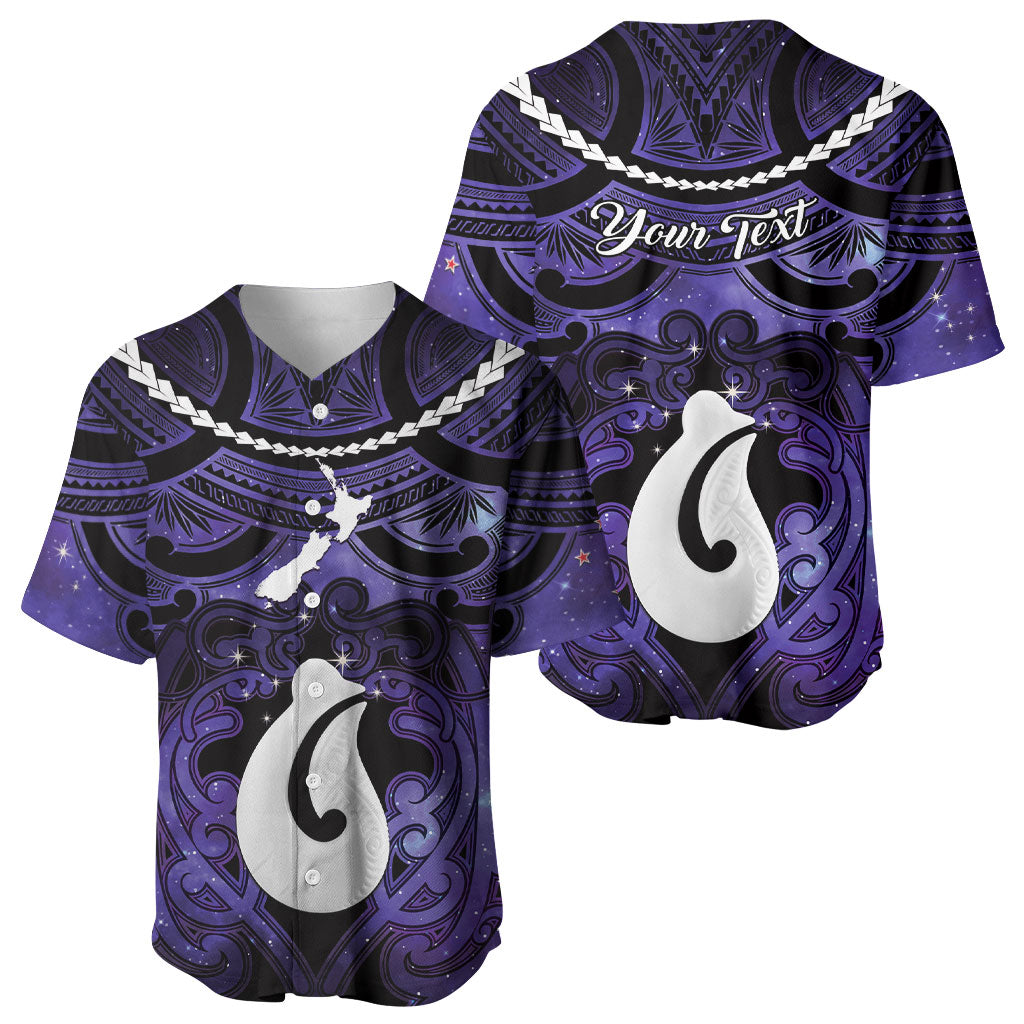 Personalised Maori Matariki Hei Matau Waiporoporo Baseball Jersey Maori Kowhaiwhai Pattern Galaxy