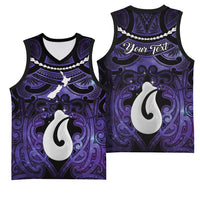 Personalised Maori Matariki Hei Matau Waiporoporo Basketball Jersey Maori Kowhaiwhai Pattern Galaxy