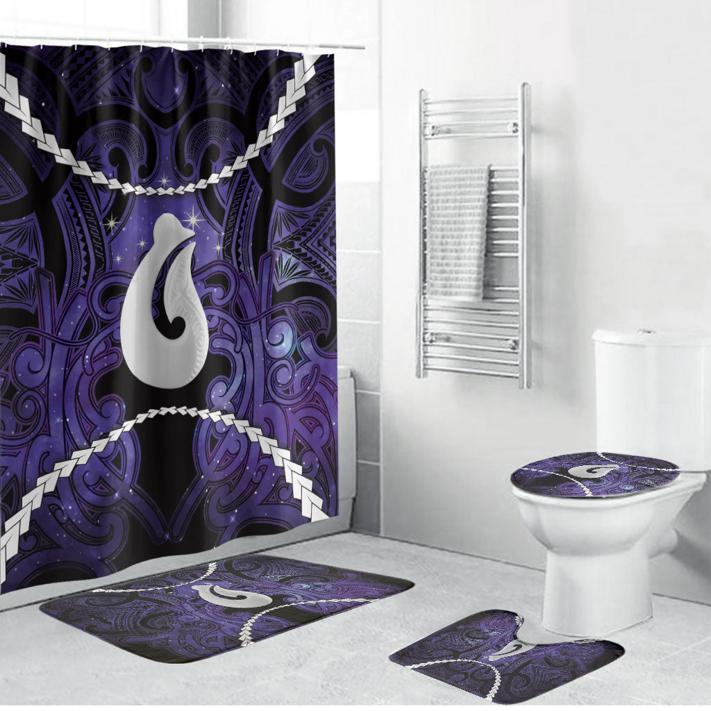 Maori Matariki Hei Matau Waiporoporo Bathroom Set Maori Kowhaiwhai Pattern Galaxy