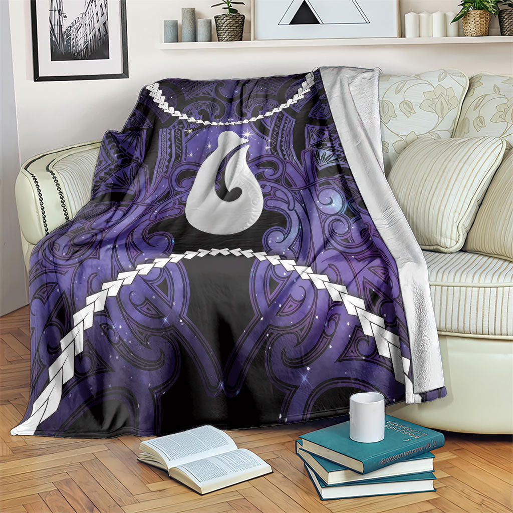 Maori Matariki Hei Matau Waiporoporo Blanket Maori Kowhaiwhai Pattern Galaxy LT01 Purple - Polynesian Pride