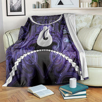 Maori Matariki Hei Matau Waiporoporo Blanket Maori Kowhaiwhai Pattern Galaxy LT01 Purple - Polynesian Pride