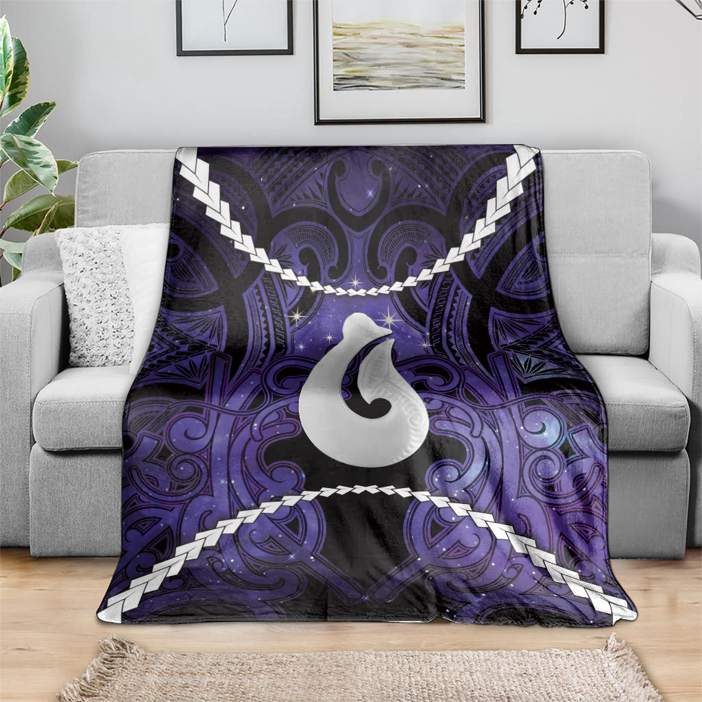 Maori Matariki Hei Matau Waiporoporo Blanket Maori Kowhaiwhai Pattern Galaxy LT01 - Polynesian Pride