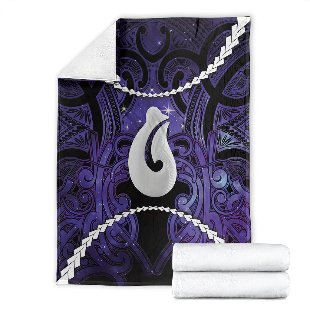 Maori Matariki Hei Matau Waiporoporo Blanket Maori Kowhaiwhai Pattern Galaxy LT01 - Polynesian Pride