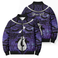 Personalised Maori Matariki Hei Matau Waiporoporo Bomber Puffer Jacket Maori Kowhaiwhai Pattern Galaxy