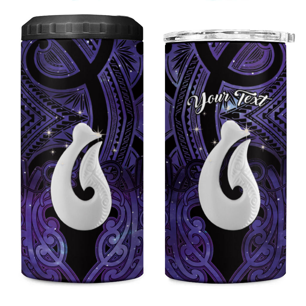 Personalised Maori Matariki Hei Matau Waiporoporo 4 in 1 Can Cooler Tumbler Maori Kowhaiwhai Pattern Galaxy