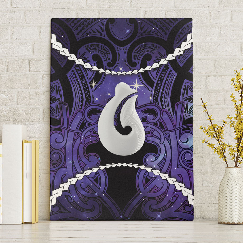 Maori Matariki Hei Matau Waiporoporo Canvas Wall Art Maori Kowhaiwhai Pattern Galaxy