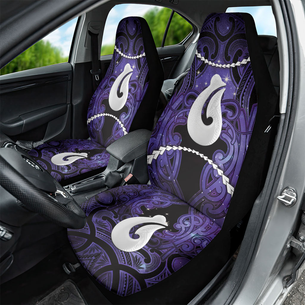 Maori Matariki Hei Matau Waiporoporo Car Seat Cover Maori Kowhaiwhai Pattern Galaxy LT01 - Polynesian Pride