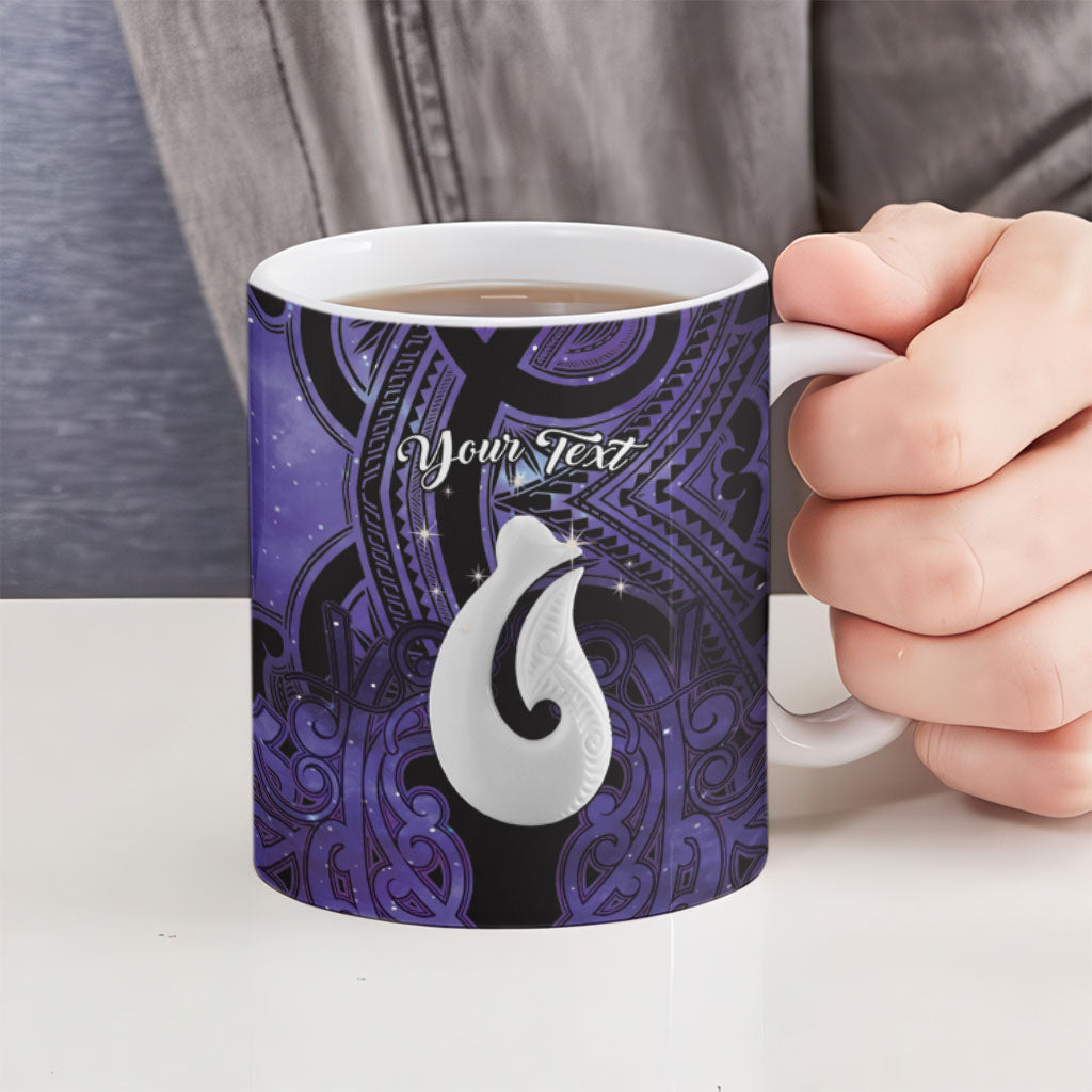 Personalised Maori Matariki Hei Matau Waiporoporo Ceramic Mug Maori Kowhaiwhai Pattern Galaxy