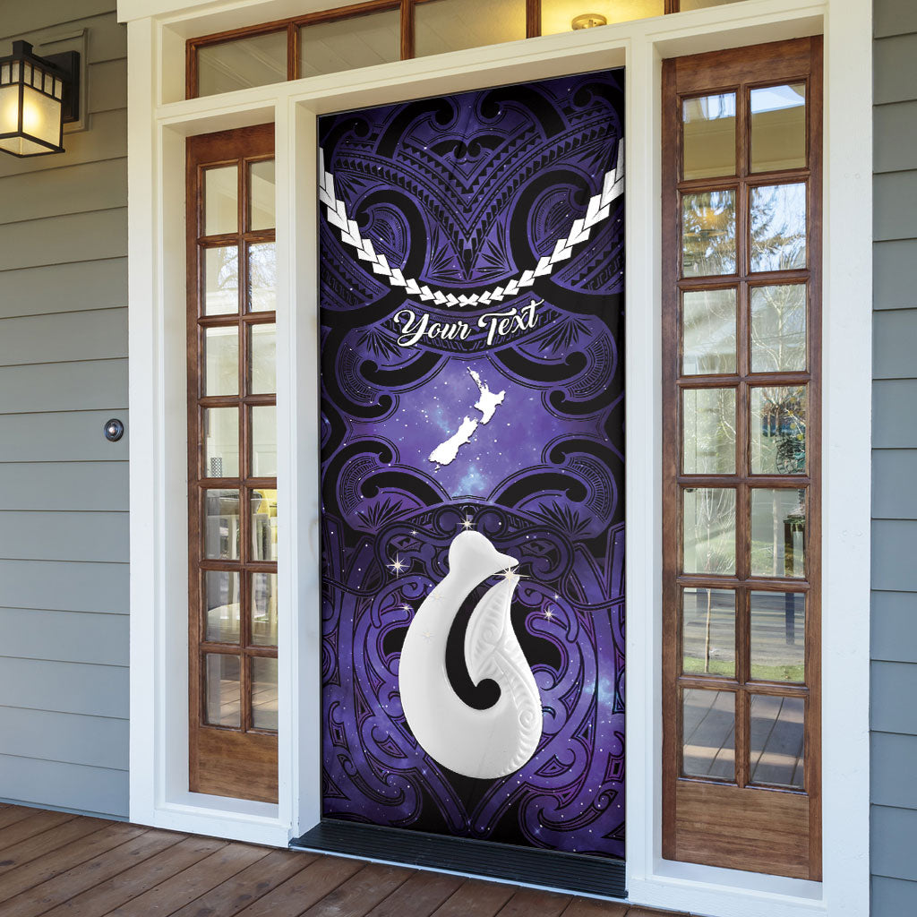 Personalised Maori Matariki Hei Matau Waiporoporo Door Cover Maori Kowhaiwhai Pattern Galaxy