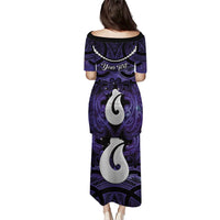 Personalised Maori Matariki Hei Matau Waiporoporo Family Matching Puletasi and Hawaiian Shirt Maori Kowhaiwhai Pattern Galaxy