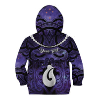 Personalised Maori Matariki Hei Matau Waiporoporo Kid Hoodie Maori Kowhaiwhai Pattern Galaxy