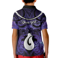 Personalised Maori Matariki Hei Matau Waiporoporo Kid Polo Shirt Maori Kowhaiwhai Pattern Galaxy
