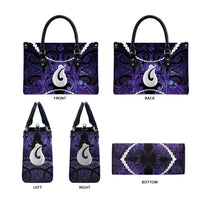 Maori Matariki Hei Matau Waiporoporo Leather Bag Maori Kowhaiwhai Pattern Galaxy