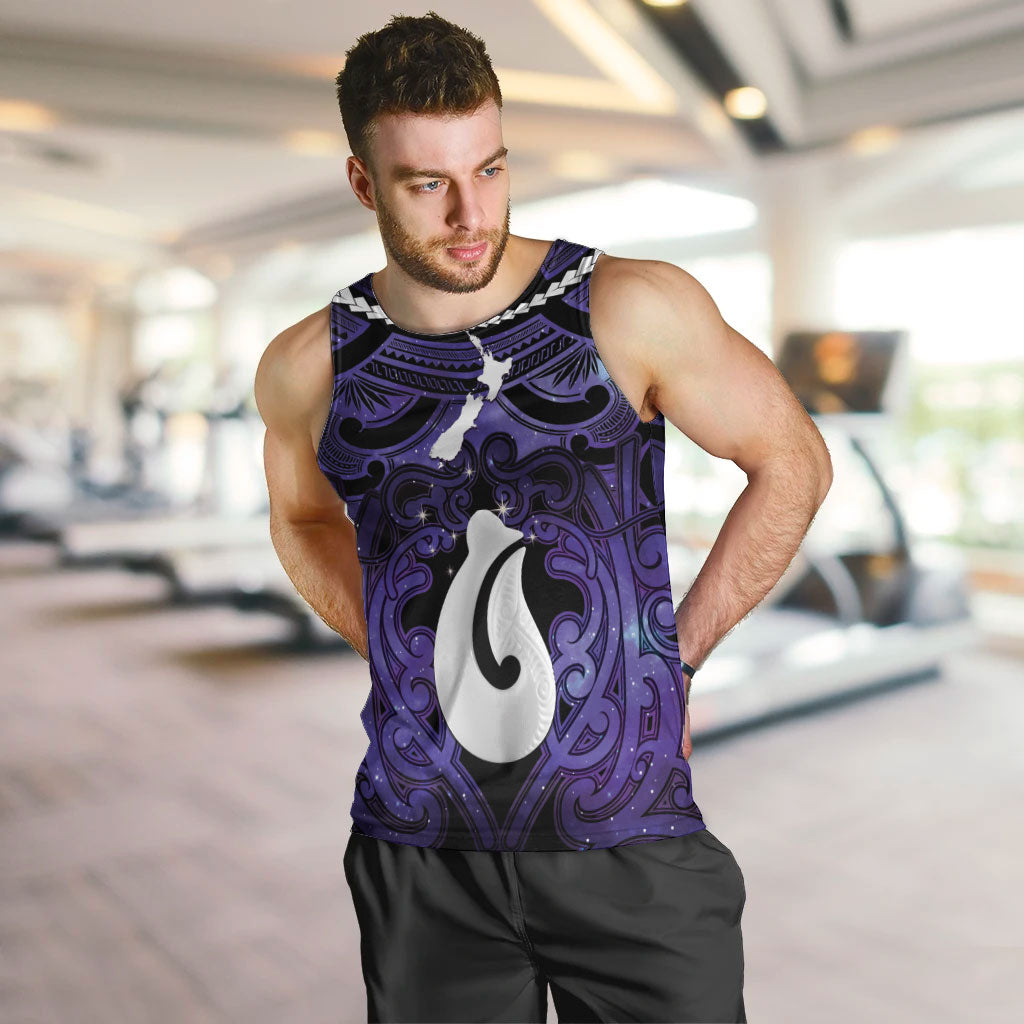 Personalised Maori Matariki Hei Matau Waiporoporo Men Tank Top Maori Kowhaiwhai Pattern Galaxy LT01 Purple - Polynesian Pride