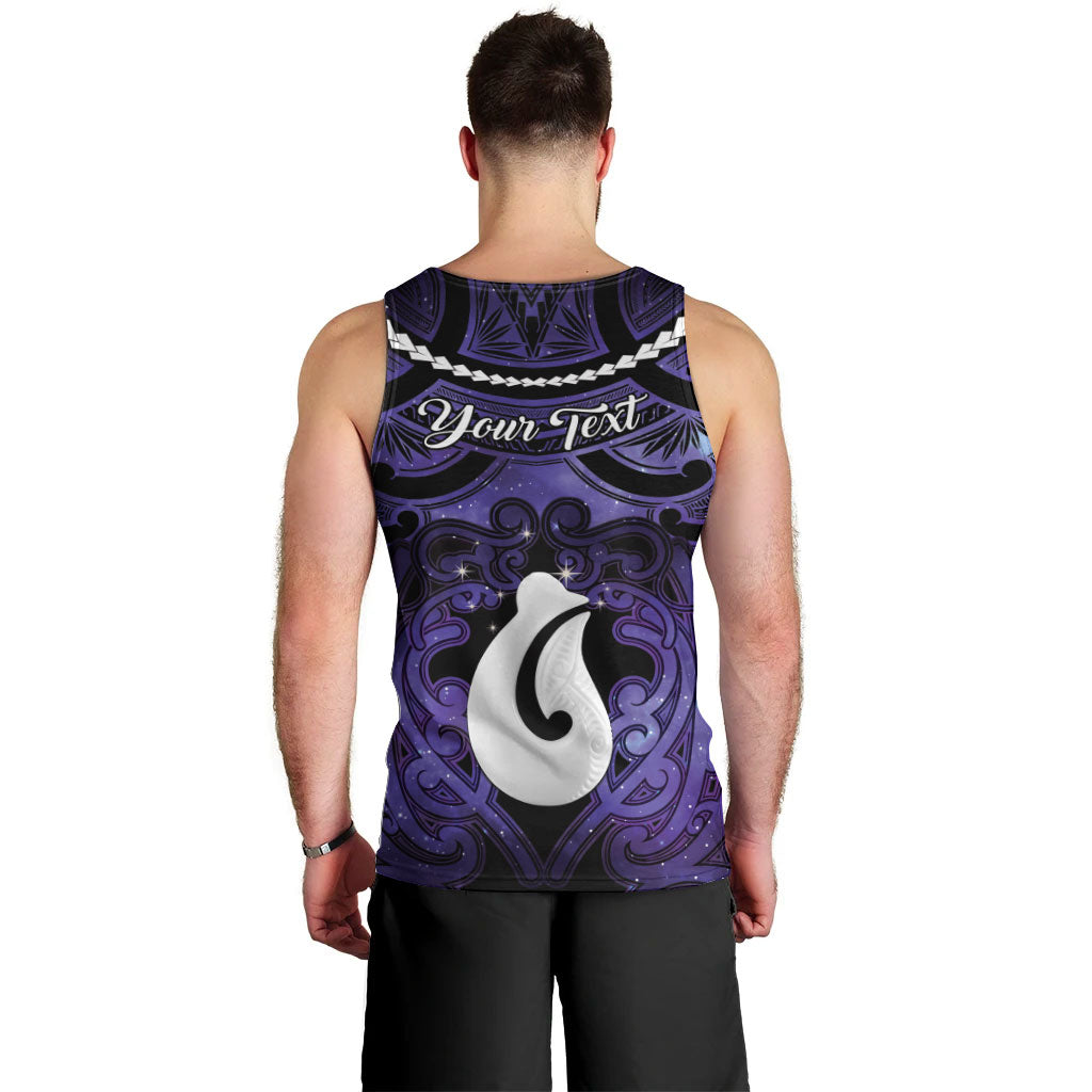 Personalised Maori Matariki Hei Matau Waiporoporo Men Tank Top Maori Kowhaiwhai Pattern Galaxy LT01 - Polynesian Pride