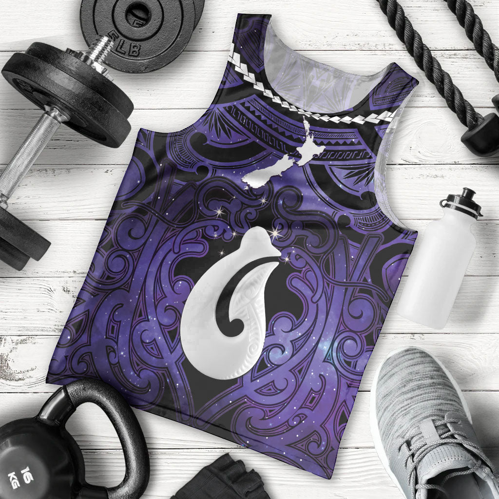 Personalised Maori Matariki Hei Matau Waiporoporo Men Tank Top Maori Kowhaiwhai Pattern Galaxy LT01 - Polynesian Pride