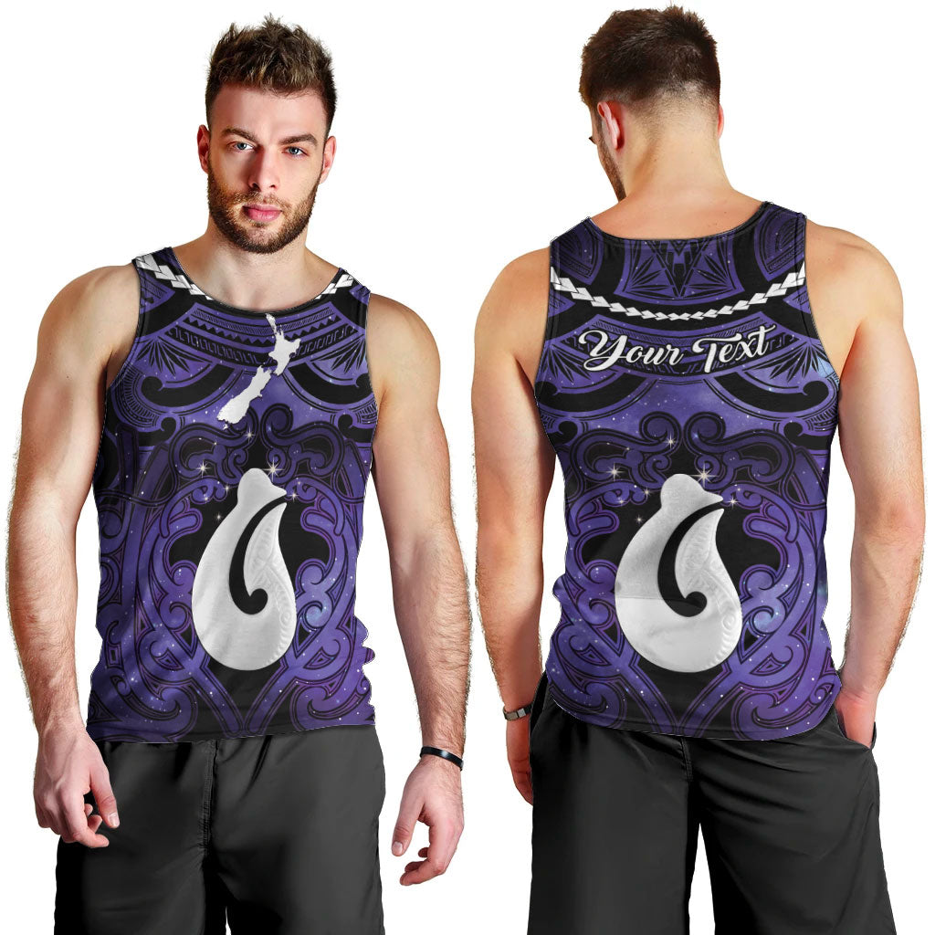Personalised Maori Matariki Hei Matau Waiporoporo Men Tank Top Maori Kowhaiwhai Pattern Galaxy LT01 - Polynesian Pride