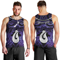 Personalised Maori Matariki Hei Matau Waiporoporo Men Tank Top Maori Kowhaiwhai Pattern Galaxy LT01 - Polynesian Pride